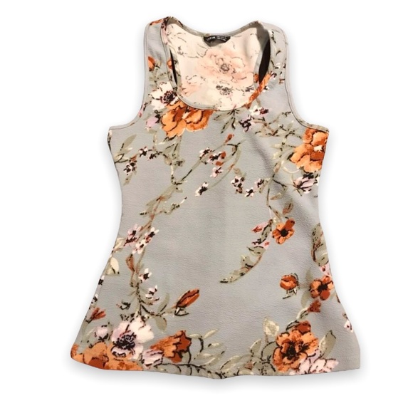 New Woman’s Spring Summer Boho Mint Blue Floral Print Racerback Casual Tank Top - Picture 10 of 11
